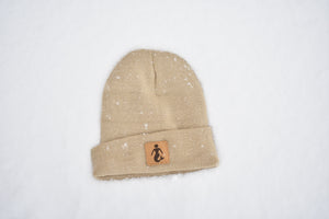 Tan Leather Patch Beanie