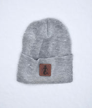Load image into Gallery viewer, Gray Leather Patch Beanie
