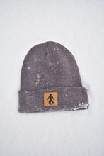 Load image into Gallery viewer, Heather Brown Leather Patch Beanie
