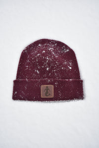 Maroon Leather Patch Beanie