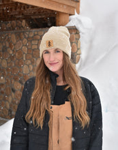 Load image into Gallery viewer, Tan Leather Patch Beanie
