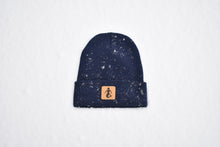 Load image into Gallery viewer, Midnight Blue Leather Patch Beanie
