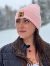 Load image into Gallery viewer, Pink Leather Patch Beanie
